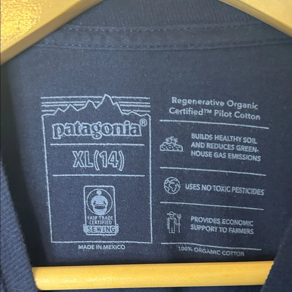 Kids Patagonia Navy Long Sleeve Shirt 100% Cotton